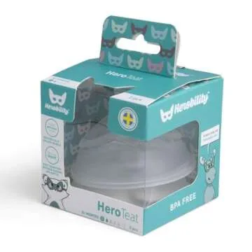 Herobility Double Anti-Colic Silicone Nipples, Baby Bottle Teats, Breast Like Shaped Nipples - Fits Herobility's Baby Bottles & Eco Baby Bottles | Pack of 2 (X-Small Size)