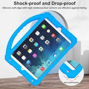 Adocham Kids Case for iPad Mini 5 4 3 2 1,Durable Shockproof Protective Silicone Cover for Apple 7.9 inch Kids iPad Mini/Mini 2/Mini 3/Mini 4/Mini 5 Case with Stand Handle (Blue)