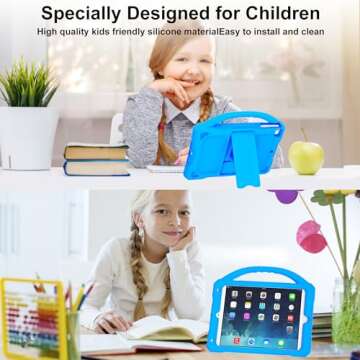 Adocham Kids Case for iPad Mini 5 4 3 2 1,Durable Shockproof Protective Silicone Cover for Apple 7.9 inch Kids iPad Mini/Mini 2/Mini 3/Mini 4/Mini 5 Case with Stand Handle (Blue)