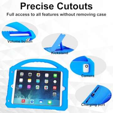 Adocham Kids Case for iPad Mini 5 4 3 2 1,Durable Shockproof Protective Silicone Cover for Apple 7.9 inch Kids iPad Mini/Mini 2/Mini 3/Mini 4/Mini 5 Case with Stand Handle (Blue)