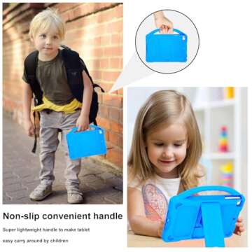 Adocham Kids Case for iPad Mini 5 4 3 2 1,Durable Shockproof Protective Silicone Cover for Apple 7.9 inch Kids iPad Mini/Mini 2/Mini 3/Mini 4/Mini 5 Case with Stand Handle (Blue)