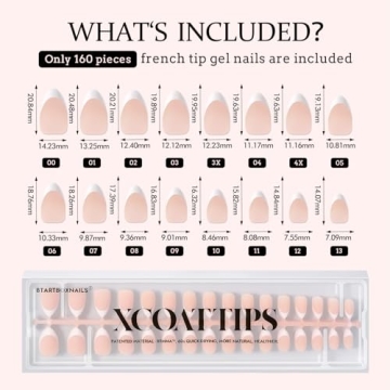BTArtboxnails Soft Gel Nail Tips - XCOATTIPS French Series French Tip Press on Nails, Short Almond Press On Nails, Nude Acrylic Fake Nails Glue On Nails Extension Set Valentines Day Gift