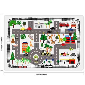 LTKOUGFAM Kids Rug City Life Playmat Play Carpet for Playing Cars Toy, Kids Baby Play Mat for Floor,...