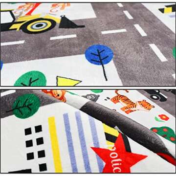 LTKOUGFAM Kids Rug City Life Playmat Play Carpet for Playing Cars Toy, Kids Baby Play Mat for Floor, Educational Road Traffic Floor Area Rug, Kids Rugs for Playroom Room Bedroom(55.1 x 39.4 Inch)
