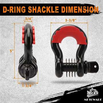 METOWARE Heavy Duty Tow Strap Recovery Kit - 3" x 30ft(35,000lbs) Tree Saver Winch Strap + 3/4" D Ring Shackles(2pcs) + Storage Bag - Truck, SUV, ATV Off Road Towing Strap Kit