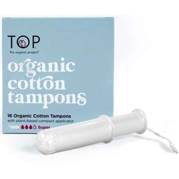 TOP Organic Super Tampons | Eco-Friendly, Pure Cotton, 14 Count