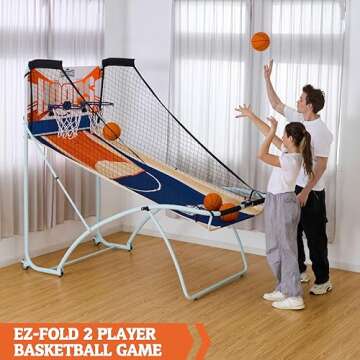 Hall of Games EZ Fold Indoor Basketball Game with LED Scoring and Sounds (6-Piece Set)