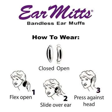 EAR MITTS® Bandless Ear Muffs, Black Faux Leather Ear Warmers, Regular