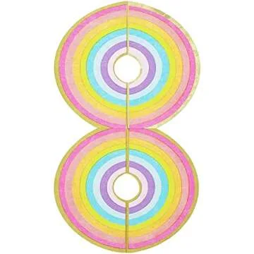 BLUE PANDA 50 Pack Rainbow Paper Napkins with Gold Foil for Birthday Party (6.5 x 3.75 In)