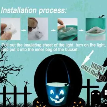 Ahuimeius Light Up Teal Pumpkin Halloween Felt Trick or Treat Bucket, with Blue LED lights, Halloween Party Favors, Halloween Snacks, Halloween Goodie Bags for Kids, Novlety Gifts