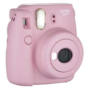Fujifilm Instax Mini 8+ (Strawberry) Instant Film Camera + Self Shot Mirror for Selfie Use - International Version (No Warranty)