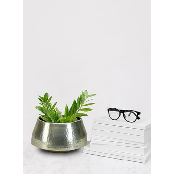 Elegant Silver Hammered Aluminum Cachepot for Home Décor
