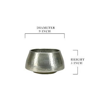 Elegant Silver Hammered Aluminum Cachepot for Home Décor
