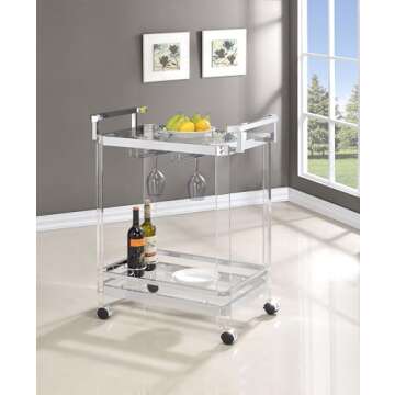 Coaster Home Furnishings Jefferson 2-Tier Glass Serving Cart Clear