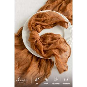 Ling's Moment Cloth Napkins Set of 10,19 x 19 Inches Gauze Cheesecloth Napkins Cloth Washable,Soft,Durable,Table Dinner Napkins for Party,Wedding and Dinner-Brown Terracotta