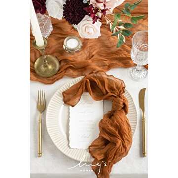 Ling's Moment Cloth Napkins Set of 10,19 x 19 Inches Gauze Cheesecloth Napkins Cloth Washable,Soft,Durable,Table Dinner Napkins for Party,Wedding and Dinner-Brown Terracotta
