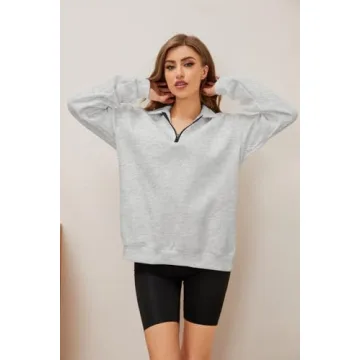 Cozy Meladyan Half Zip Oversized Sweatshirt for Women