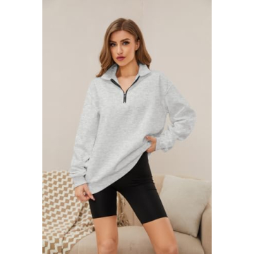 Cozy Meladyan Half Zip Oversized Sweatshirt for Women