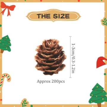 200PCS Christmas Natural Pine Cones Mini Pine Cones Fall Decorations Pinecones Ornaments Bulk Small ...