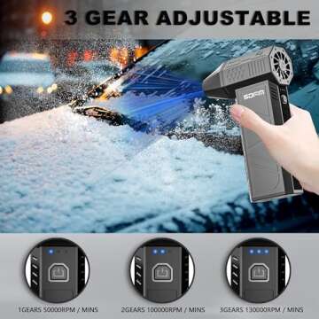 SDFM Electric Air Duster - 130000RPM Compressed Air Duster，3 Gear Adjustable Jet Dry Blower can Reusable Can for Computer Keyboard,Outdoors,Car,Home.… (Black)