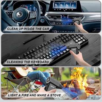 SDFM Electric Air Duster - 130000RPM Compressed Air Duster，3 Gear Adjustable Jet Dry Blower can Reusable Can for Computer Keyboard,Outdoors,Car,Home.… (Black)