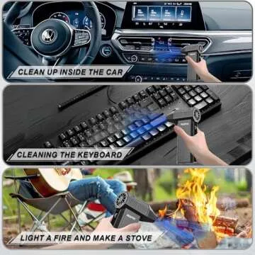 SDFM Electric Air Duster - 130000RPM Compressed Air Duster，3 Gear Adjustable Jet Dry Blower can Reusable Can for Computer Keyboard,Outdoors,Car,Home.… (Black)