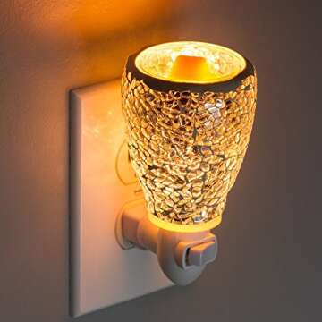 Dawhud Direct Wall Plug-in Wax Warmer for Scented Wax Mosaic Glass Crackled Mirror Electric Home Fra...