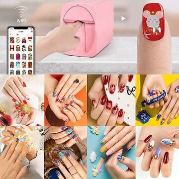RESKIU Nail Art Printer, 3D Smart Automatic Nail Printer Machine, Portable Mobile Nail Art Printing ...