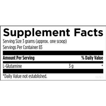 Designs for Health Vegetarian L Glutamine Powder - Pure 3000mg Amino Acid Supplement - Promotes Muscle Recovery, Gut + Immune Support - Non-GMO Gluten Free Drink Add-in (83 Servings / 250g)