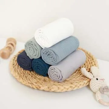 Konssy Muslin Baby Burp Cloths Sets for Unisex- 6 Pack Large 100% Cotton Burping Clothes for Newborn, Baby Girls and Boys