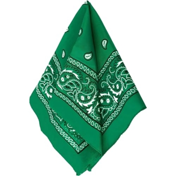 Classic Green Paisley Bandana - Versatile 20" x 20" Accessory for Fashion & Fun