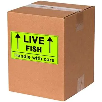 Live Fish Handle with Care Stickers - 250 Labels Roll