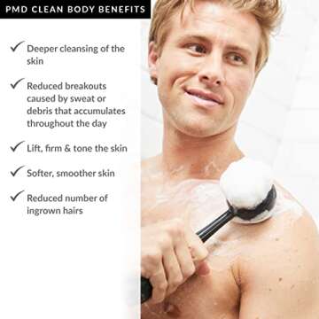 PMD Beauty Clean Body - Smart Body Cleansing Device with Silicone Brush & Three Interchangeable Attachments - Waterproof - SonicGlow Vibration - Cleanse,Exfoliate,& Massage Body