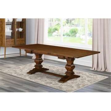 East West Furniture LAT-08-TP Lassale Dining Table - Antique Walnut Finish with Leaf