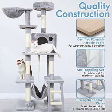 rabbitgoo 61" Cat Tree with Hammock and Scratching Posts