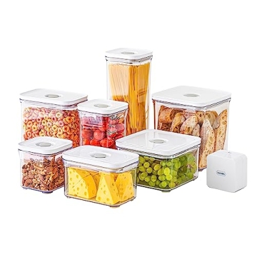 VAKUEN Premium Airtight Food Storage Containers Mega 8P/Set - 46.11cup, 7pcs Container and Vacuum Se...