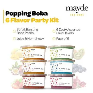 Mayde Bursting Popping Boba Pearls, Strawberry, Mango, Passion Fruit, Kiwi, Blueberry, Pomegranate -...