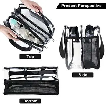Auseibeely Clear Toiletry Bag for Women Men, Portable Large Travel Makeup Bag, Waterproof & Draining Transparent Cosmetic Bag, Carry On Airport Airline Compliant Bag