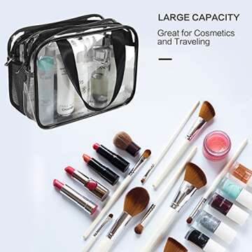 Auseibeely Clear Toiletry Bag for Women Men, Portable Large Travel Makeup Bag, Waterproof & Draining Transparent Cosmetic Bag, Carry On Airport Airline Compliant Bag