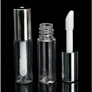 erioctry 12PCS 1.2ML Mini Plastic Empty Lip Gloss Tube DIY Makeup Lip Balm Container Tubes with Built-in Application Brush (Silver Cap)