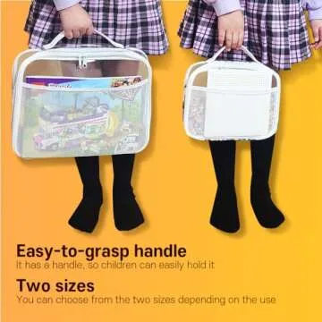 holay 4 Packs PVC Zippered Blocks Set, Toy, Clay, Board game Storage Organizer Case (Name Tag, Manual Pocket) (White, Large)