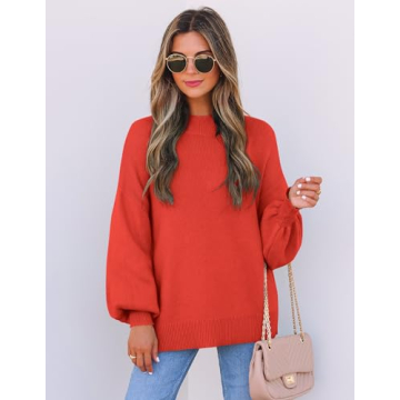 Trendy ZESICA Turtleneck Lantern Sleeve Sweater