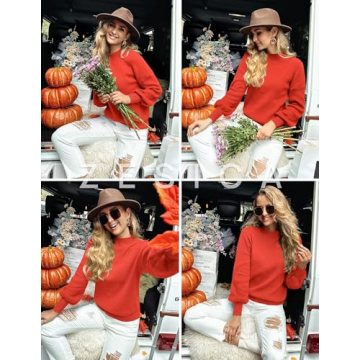 Trendy ZESICA Turtleneck Lantern Sleeve Sweater