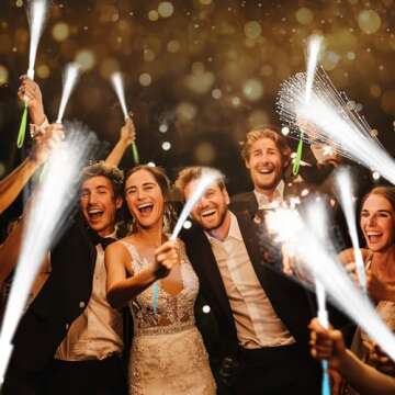 SHQDD 48 PCS White Fiber Optic Wands, Neon Party Supplies, LED Fiber Wands, Wedding Party Supplies, ...