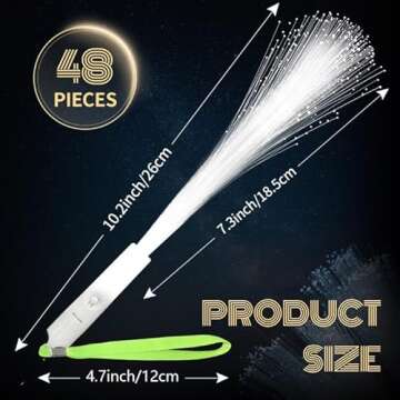 SHQDD 48 PCS White Fiber Optic Wands, Neon Party Supplies, LED Fiber Wands, Wedding Party Supplies, Glow Fiber Wands Sticks, Flashing LED Wands, Fiber Optic Light Wand Sticks for Glow Party Favors