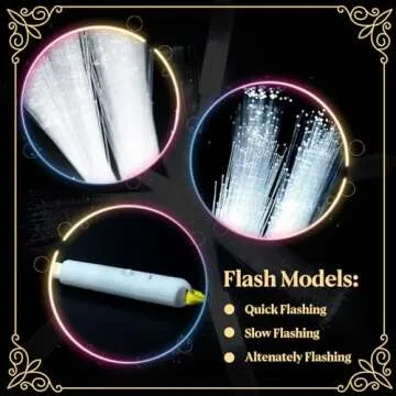 SHQDD 48 PCS White Fiber Optic Wands, Neon Party Supplies, LED Fiber Wands, Wedding Party Supplies, Glow Fiber Wands Sticks, Flashing LED Wands, Fiber Optic Light Wand Sticks for Glow Party Favors