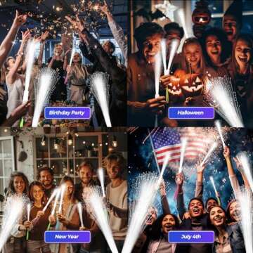 SHQDD 48 PCS White Fiber Optic Wands, Neon Party Supplies, LED Fiber Wands, Wedding Party Supplies, Glow Fiber Wands Sticks, Flashing LED Wands, Fiber Optic Light Wand Sticks for Glow Party Favors