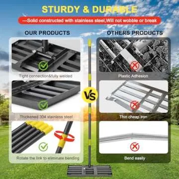 Heavy Duty Lawn Leveling Rake - Adjustable Steel Tool for Landscaping