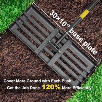 Heavy Duty Lawn Leveling Rake - Adjustable Steel Tool for Landscaping