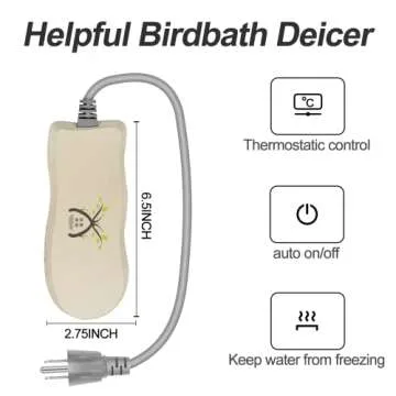 FLITI 2024 Upgrade Bird Bath Heater Deicer, Bird Bath Water Heater for Outdoor in Winter with Thermostatically Controlled, No Water Scale Formation